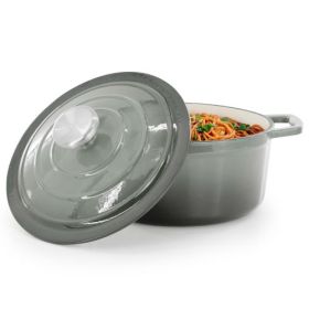 MegaChef 2.7-Quart Round Enameled Cast Iron Casserole Pot with Lid – Gradient Color Collection (Casserole: 2.7 Qt. Casserole Pot - Gradient Gray)