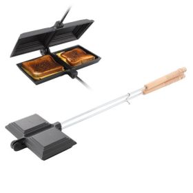 Megachef 4.3 Inch Cast Iron Pie Iron Outdoor/Camping Cookware with Long Handle (Outdoor Cooking: 8.26 Inch Pie Iron)