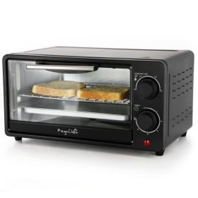 MegaChef 9.5 Quart Electric Countertop Toaster Oven Collection  with Bake Tray and Wire Rack – Cream, Red, or Black (Toasters: Electric Counter Top Toaster Matte Black)