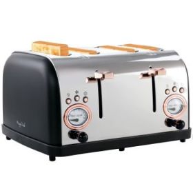 MegaChef 4 Slice Wide Slot Toaster with Variable Browning (Specs: Rose gold)