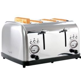 MegaChef 4 Slice Wide Slot Toaster with Variable Browning (Specs: silver)