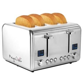 MegaChef 4 Slice Toaster (Colors: Brushed Stainless Steel Silver)