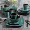 Gibson Elite Soho Lounge 16 Piece Square Reactive Glaze Stoneware Dinnerware Collection
