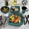 Gibson Elite Soho Lounge 16 Piece Square Reactive Glaze Stoneware Dinnerware Collection