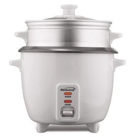 Brentwood 4 Cup Rice Cooker / Non-Stick with Steamer Attachment in White (Size: 8 Cup)