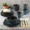 Gibson Elite Soho Lounge 16 Piece Square Reactive Glaze Stoneware Dinnerware Collection